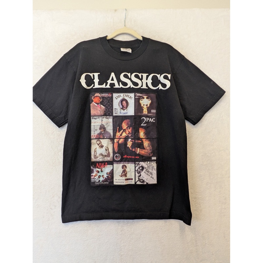 Hip Hop Rap Tee Black Tupac Biggie Dr Dre Shirt Mens Medium